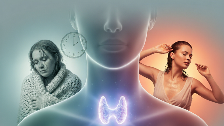 Obraz pokazujący niedoczynność i nadczynność tarczycy